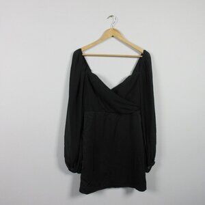 NBD Harry Mini Dress S Black Balloon Sleeve Sweetheart Neck Party Revolve 300